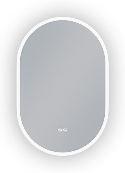 Erga Demi, oglinda LED ovala 60x90cm, 3 culori de lumina, iluminare frontala, placa incalzita anti-aburire, ERG-V01-Demi-6090-CL