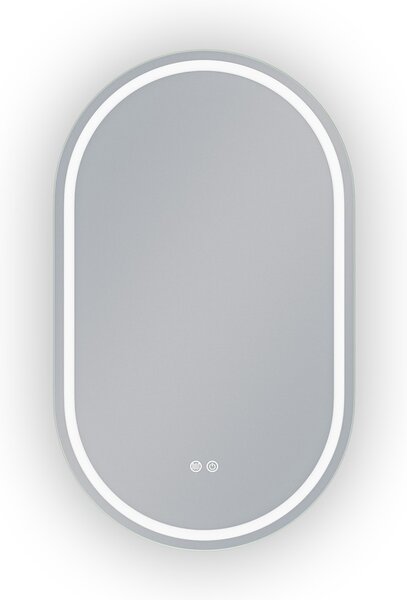 Erga Lyra, oglinda LED ovala 60x100cm, 3 culori de lumina, iluminare fata si spate, placa de incalzire anti-aburire, ERG-V01-Lyra-6010-CL