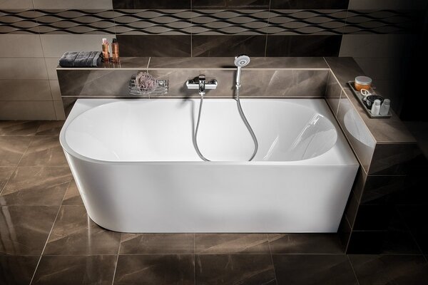 Aqualine Aqualine, cada TIBERA R pe coltar 170x80cm, alb, E1015