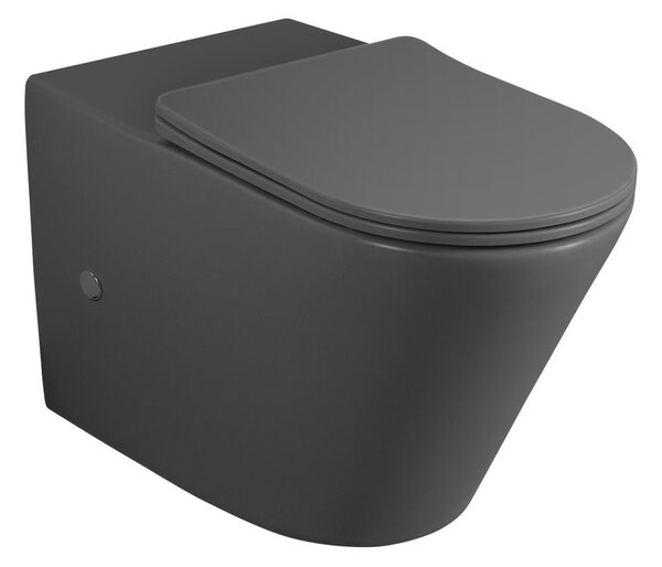 Sapho Sapho, bol PACO RIMLESS pentru WC combinat, deșeuri jos/spate, mat gri, PC1012GR-111