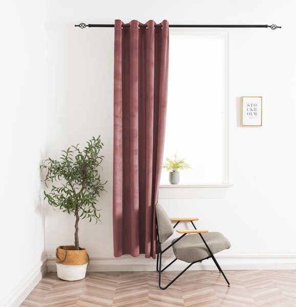 Draperie opaca ELVIO VELVET 140x250 cm, roz vechi. Agatat: Inele metalice
