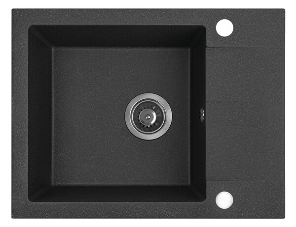 Kuchinox Shire, chiuvetă din granit cu 1 cameră cu scurgere scurtă 570x440x185 mm, negru, LAV-SBS_713Y
