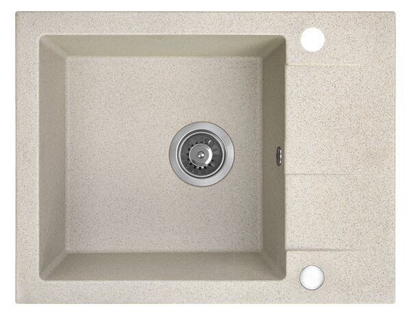 Kuchinox Shire, chiuvetă din granit cu 1 cameră cu scurgere scurtă 570x440x185 mm, bej, LAV-SBS_413Y