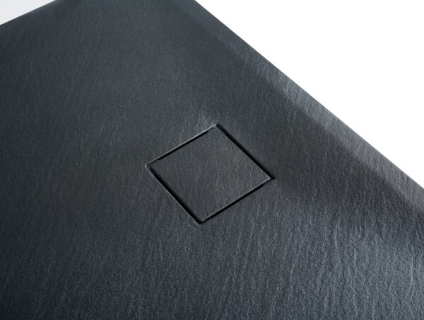 Erga Hyper, cadă de duș SMC 70x70x2,6 cm + sifon, negru mat, ERG-V06-SMC-7070S-BK