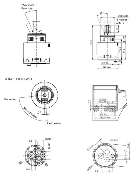 Sapho Sapho, baterie de lavoar autonomă GINKO 35 fără priză, cartuş de amestec ECO, crom, 1101-02-01