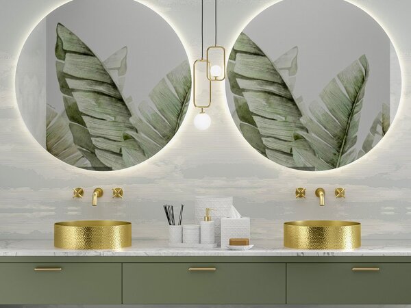 Sapho Sapho, chiuveta de blat din otel inoxidabil AURUM, diametru 38 cm, inclusiv scurgere, ciocanita, mat auriu, AU201-T