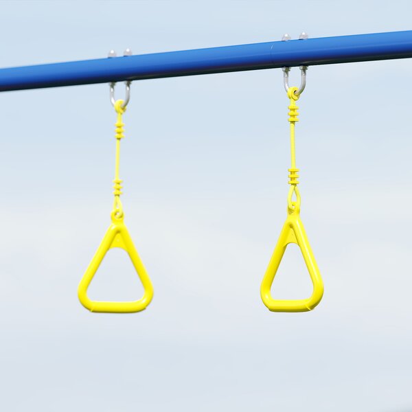 AIYAPLAY Set Leagăn de Grădină 3 în 1 pentru Copii cu Leagăn în Picioare, Inele Gimnastice, Cadru A din Oțel, Leagăne Duble pentru Copii, Capacitate 150kg, Exterior, 3-8 Ani, 285x160x181 cm | Aosom Romania