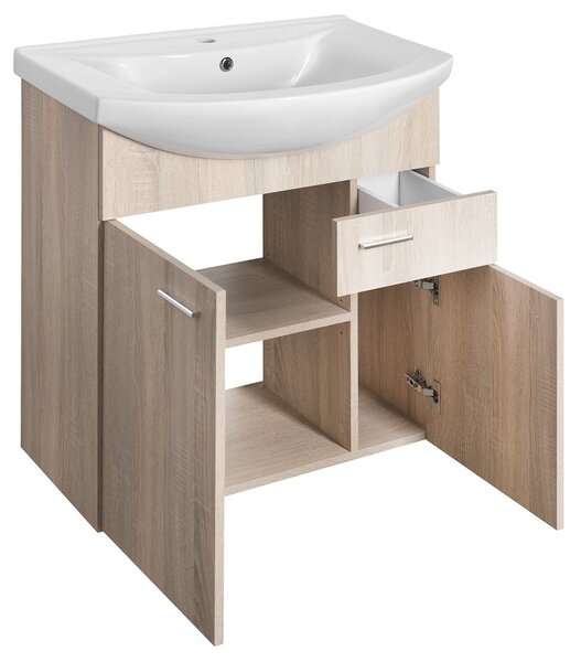 Aqualine Aqualine, dulap lavoar ZOJA 71,5x74x34cm, stejar platinat, 51175