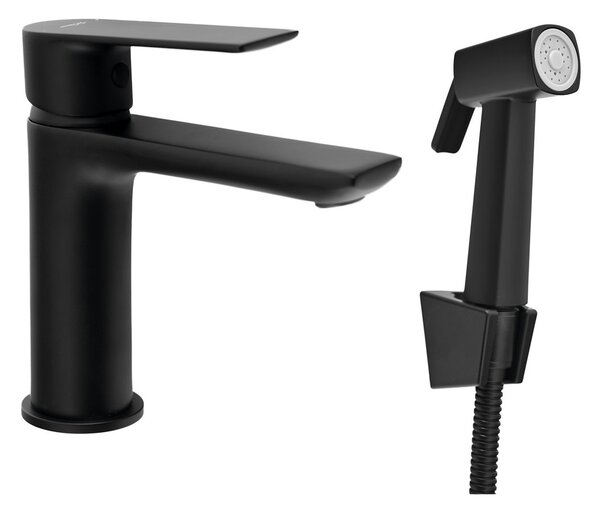 Aqualine Aqualine, Baterie lavoar cu spray bideu, negru, SK401B