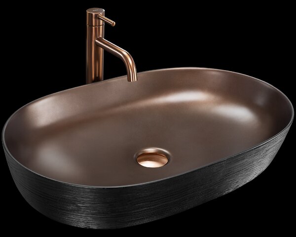 Rea Cleo, lavoar blat 605x410x140 mm, cupru-negru mat, REA-U6383