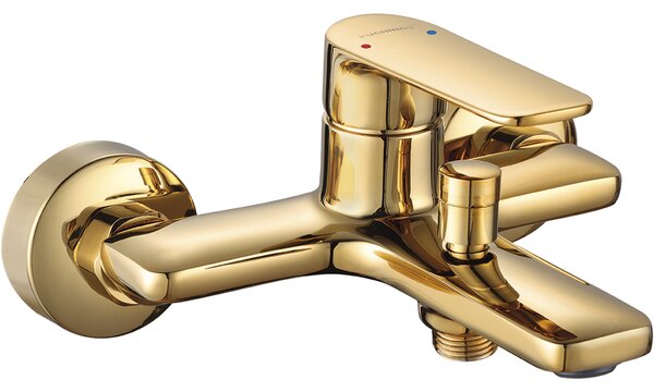 Kuchinox Gava, baterie pentru cada montată pe perete, distanță de 150 mm, auriu strălucitor, LAV-BQG_G10D