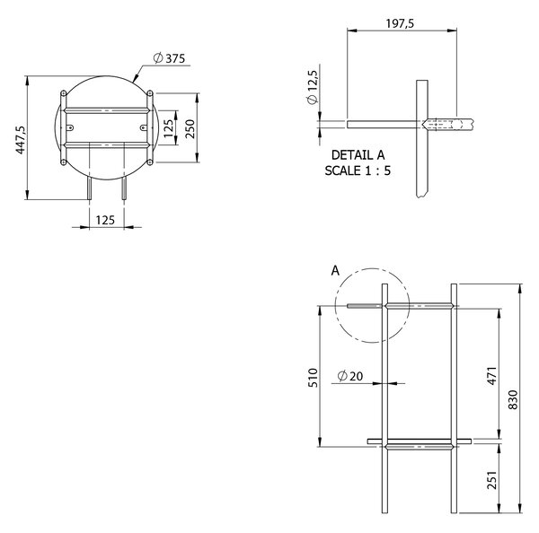 Sapho Sapho, piedestal PUNO pentru lavoar 375x830x448xmm, auriu mat, SKA380-5