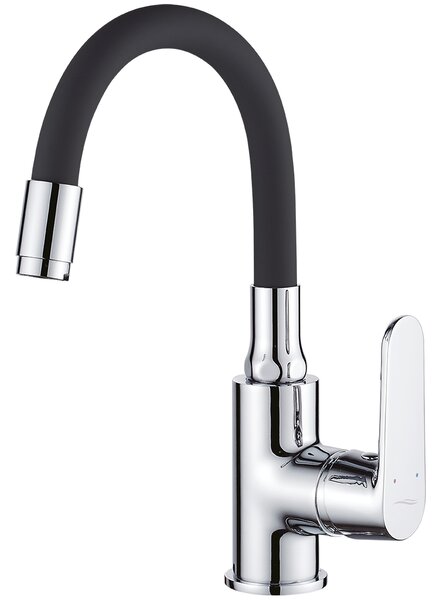 Kuchinox Dima, baterie lavoar cu gura flexibila h-280, negru-crom, LAV-BQD_021B