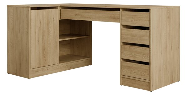 Birou de colt Comfivo Terros III, Stejar, PAL laminat, 76x158x98cm, 57.9 kg