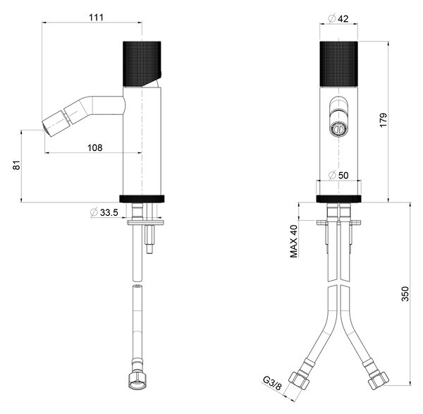 Sapho Sapho, ULTRATAP baterie de bideu autonomă fără priză, negru mat, UT003TB
