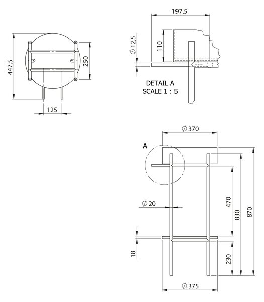 Sapho Sapho, piedestal PUNO cu lavoar 375x870x448xmm, auriu mat, SKA380-5-01