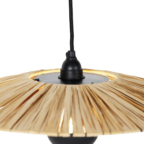 Lampă suspendată rustică neagră cu frânghie 45 cm - Leia