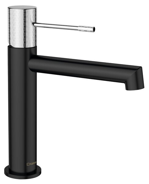 Sapho Sapho, baterie lavoar SOLARIS pe piedestal, negru mat/crom, WD002BC