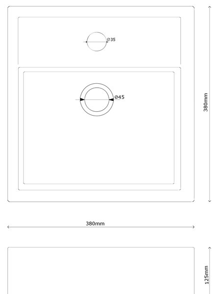 Gamma Biwu, lavoar blat 380x380x125 mm, alb lucios, GMA-UC-BIWU