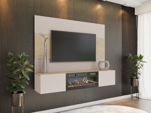 Set de living Comfivo Salix VII, Bej, Stejar Cremona, PAL laminat, 150x180x38cm, 58.5 kg