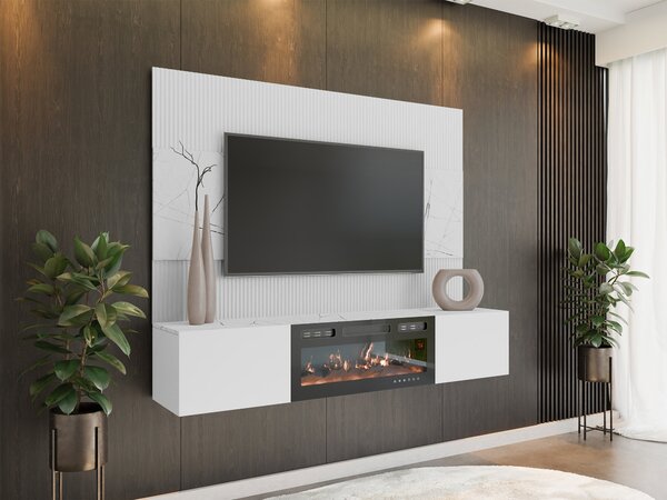 Set de living Comfivo Salix VII, Alb, Marmură albă, PAL laminat, 150x180x38cm, 58.5 kg