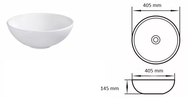 Gamma Dori, lavoar blat 405x405x145 mm, alb lucios, GMA-UC-DORI