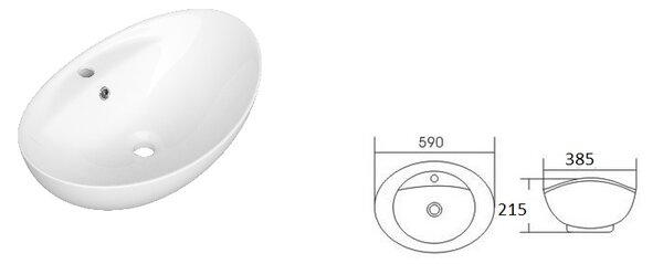 Gamma Fado, lavoar blat 590x385x215 mm, alb lucios, GMA-UC-FADO