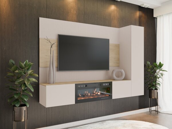 Set de living Comfivo Salix IX, Stejar Cremona, Bej, PAL laminat, 150x220x38cm, 87 kg