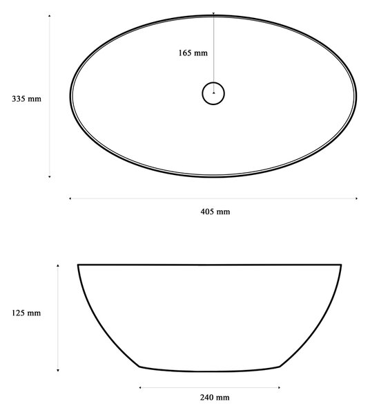 Gamma Emi, lavoar blat 405x335x140 mm, alb lucios, GMA-UC-EMI