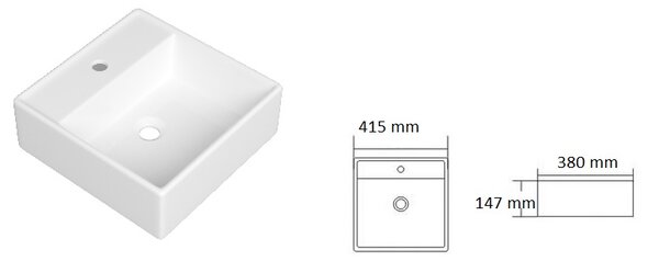 Gamma Gina, lavoar blat 415x380x147 mm, alb lucios, GMA-UC-GINA