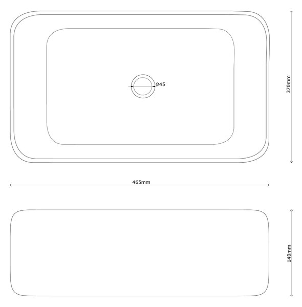 Gamma Coma, lavoar blat 465x370x140 mm, negru mat, GMA-UC-COMA