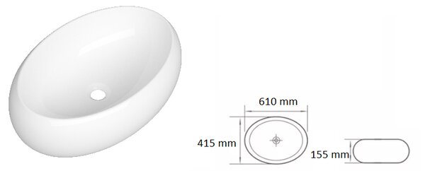 Gamma Figa, lavoar blat 610x415x155 mm, alb lucios, GMA-UC-FIGA