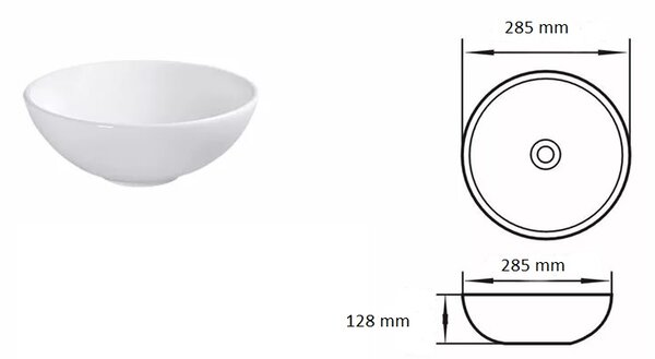 Gamma Dalia, lavoar blat 285x285x128 mm, alb lucios, GMA-UC-DALIA