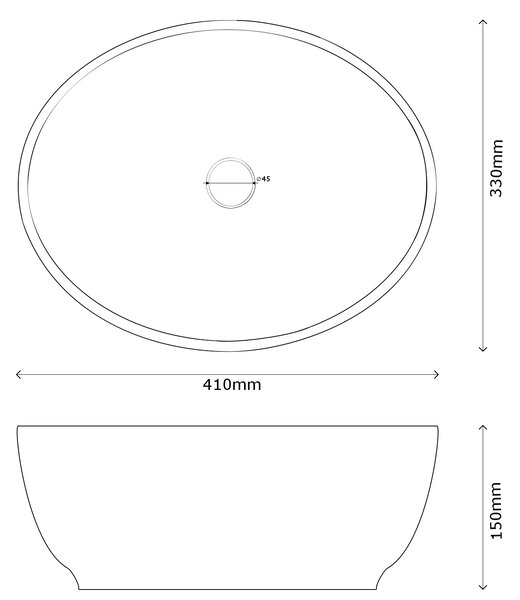Gamma Negra, lavoar blat 410x330x140 mm, negru mat, GMA-UC-NEGRA