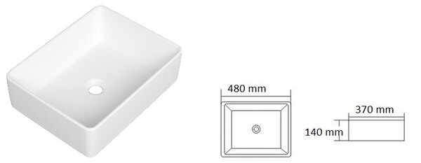 Gamma Juga, lavoar blat 480x370x140 mm, alb lucios, GMA-UC-JUGA