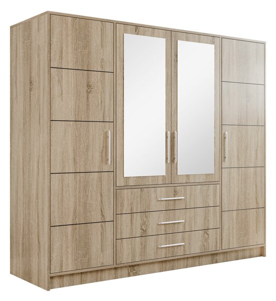Dulap Dortivu, Argint, Stejar Sonoma, 200x196x58cm, 174 kg, Uși dulap: Cu balamale, Numărul de rafturi: 8, Numărul de rafturi: 8