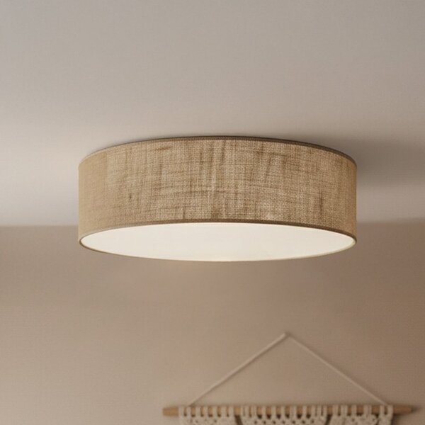 Milagro Lighting Plafonieră Marshall, maro, Ø 50 cm, metal, ratan, reglabil, Maro / Rugină, Camera de zi / sufragerie, Lemn, Modern