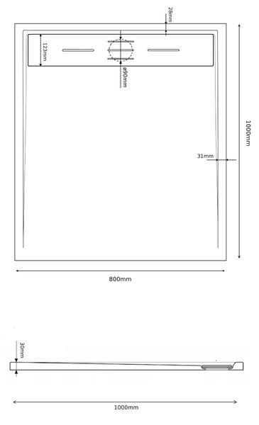 Gamma Erga Almac, cadă de duș SMC 100 x 80 x 3 cm, negru mat, ERG-GMA-AL-80100BK