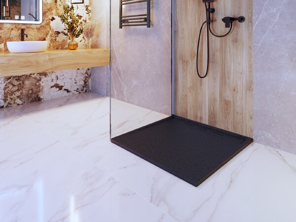 Gamma Erga Almac, cadă de duș SMC 90 x 90 x 3 cm, negru mat, ERG-GMA-AL-9090BK