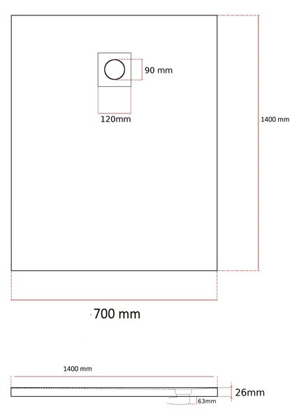 Gamma Erga Oldaf, cadă de duș dreptunghiulară SMC 140 x 70 cm, alb mat, ERG-GMA-OL-70140