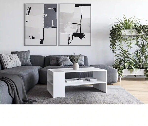 Masuta cafea MURCIA, alb, PAL laminat, 100x55x42 cm