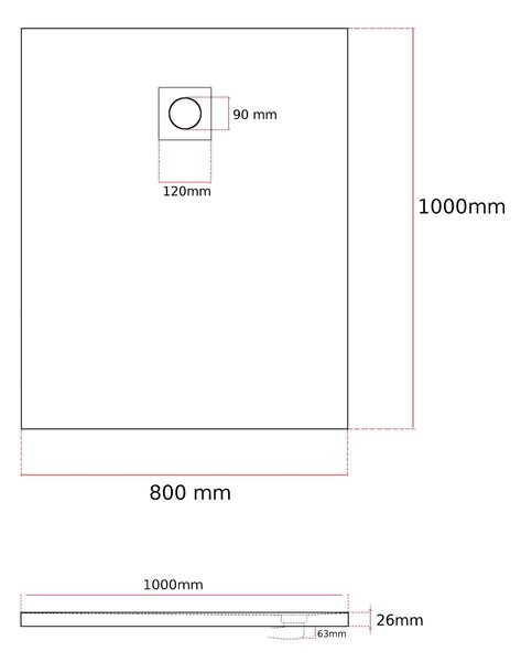 Gamma Erga Oldaf, cadă de duș dreptunghiulară SMC 100 x 80 cm, gri mat, ERG-GMA-OL-80100G