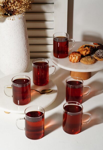 Set 6 cani 20855-6SEFFAF, transparent, sticla, 225 ml