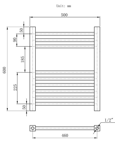 Gamma Erga Proper, radiator 600x500 mm, 302W, negru, ERG-LAV-PROP-6050-BK