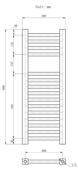 Gamma Erga Proper, calorifer 800x300 mm, 314W, alb, ERG-LAV-PROP-8030-WH