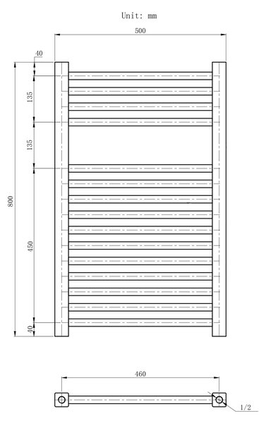 Gamma Erga Proper, calorifer 800x500 mm, 466W, alb, ERG-LAV-PROP-8050-WH