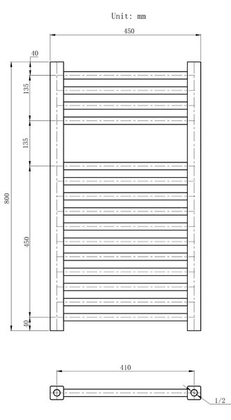 Gamma Erga Proper, calorifer 800x450 mm, 428W, alb, ERG-LAV-PROP-8045-WH