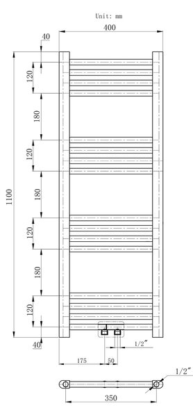 Gamma Erga Simple, calorifer 1100x400 mm, 372 W, alb, ERG-LAV-SIMP-11040-WH