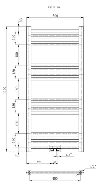 Gamma Erga Simple, calorifer 1100x500 mm, 437 W, alb, ERG-LAV-SIMP-11050-WH