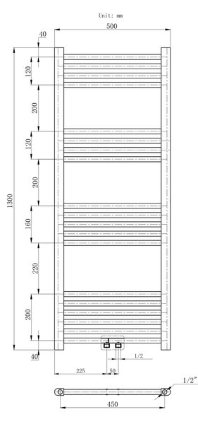 Gamma Erga Simple, calorifer 1300x500 mm, 519 W, alb, ERG-LAV-SIMP-13050-WH